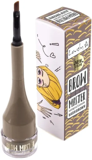 Lovely - Pomadă impermeabilă pentru sprâncene, cu perie, Warm Brown, 2.5 g