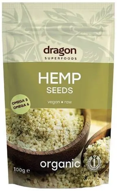 Semințe de cânepă decorticate, 100 g, Dragon Superfoods