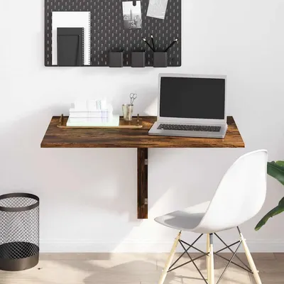 vidaXL Masă perete pliantă stejar fumuriu 100x60x56 cm lemn compozit
