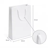 Pungi cadou dreptunghiulare uni - alb (set 12 buc) - Medie - 26x32x10cm