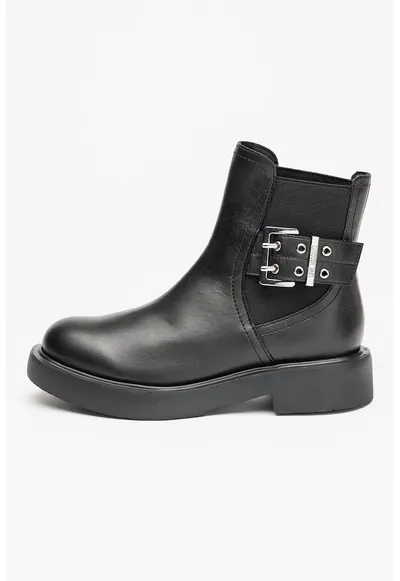 Ghete Chelsea din piele - Negru