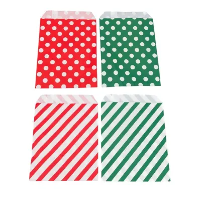 Set 24 pungi de Crăciun 4 modele cu buline sau dungi și stickere - Default Title