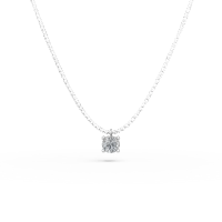 Lant cu pandantiv minimalist din aur alb cu zirconia solitaire