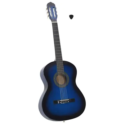 vidaXL Chitară clasică începători, albastru, 4/4 39", lemn de tei