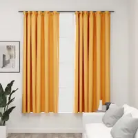 vidaXL Draperii opace aspect in, cârlige, 2 buc., galben, 140 x 175 cm
