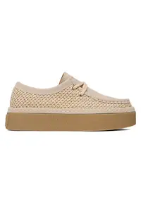 Pantofi dama bej - textil - varf rotund -