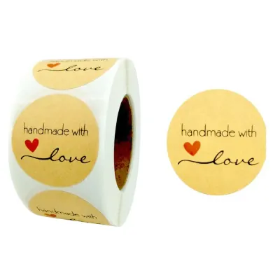 Rolă 500 stickere rotunde 3.8cm - mix modele 3 (Handmade) kraft - Default Title