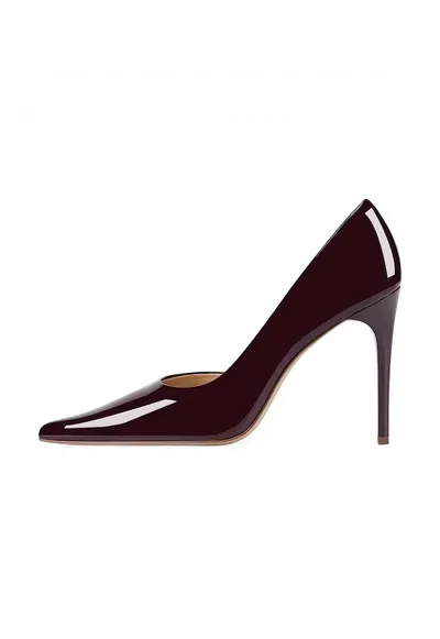 Pantofi D'Orsay din piele lacuita cu toc stiletto - Visiniu