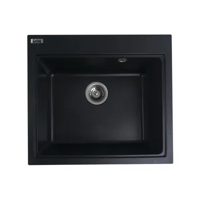 Chiuvetă din compozit de granit pentru bucătărie ELEFANT PREMIUM 5852 VESTA Negru metalic 580 x 518 mm