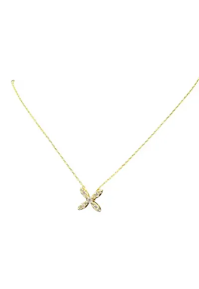 Colier Auriu - Fluture cu Cristale Zirconia - 40x5cm