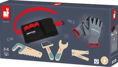 Set de joacă Janod Brico Kids - Centură cu unelte și mănuși