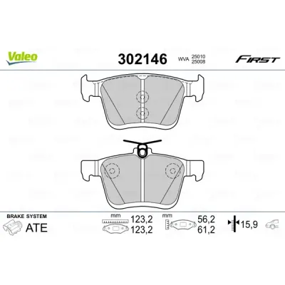 Set placute frana, frana disc VALEO 302146