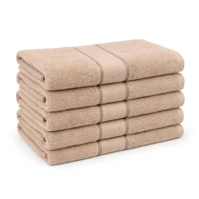 Set 5 prosoape mari 70x130cm, din 100% bumbac pakistanez, 400g, Bej
