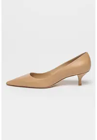 Pantofi de piele cu toc kitten - Bej