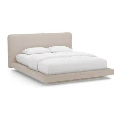 Pat matrimonial maro deschis tapițat 200x200 cm Linea – Micadoni