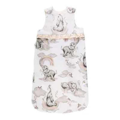 Sac de dormit pentru copii Bocioland Elephant, design practic cu fermoar si capse de fixare, dimensiune 50 x 90cm