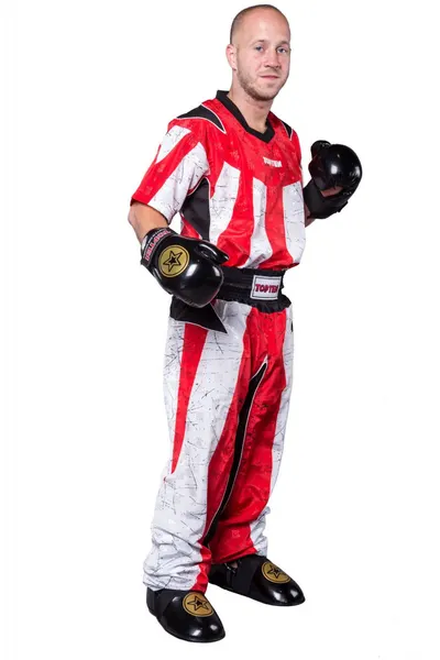 Uniforma Kickboxing „Sunrise”, aprobat WAKO, Top Ten, Alb-Rosu, 198cm