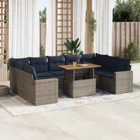 Gossi set mobilier de gradina cu perne, 10 piese, gri, poliratan