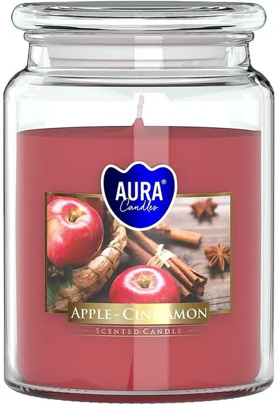 Lumânare parfumată Bispol Aura - Apple and Cinnamon, 500 g