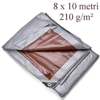 Prelata 8x10 m, polietilena 210g/mp, impermeabila, protectie UV+, cu inele otel, rezistenta la inghet