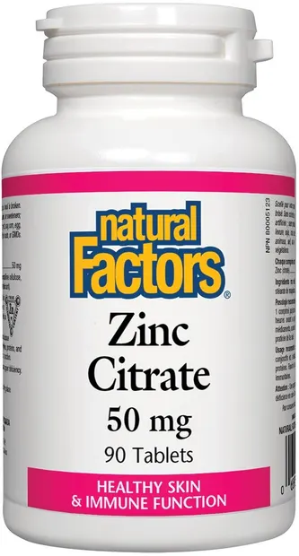 Zinc Citrate, 50 mg, 90 tablete, Natural Factors