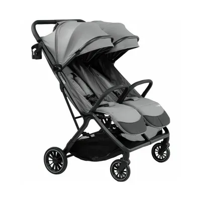 Carucior gemeni, FreeON, Twin Plus, De la nastere pana la 22 Kg, Cadru din aluminiu, Cu accesorii, Conform cu standardul european EN 1888-1:2018, Gri