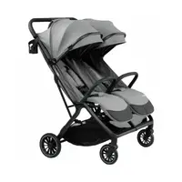 Carucior gemeni, FreeON, Twin Plus, De la nastere pana la 22 Kg, Cadru din aluminiu, Cu accesorii, Conform cu standardul european EN 1888-1:2018, Gri