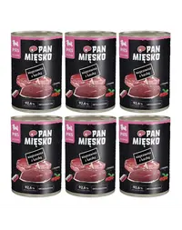 PAN MIĘSKO Carne de porc cu rață hrană umedă pentru căței 6x400 g