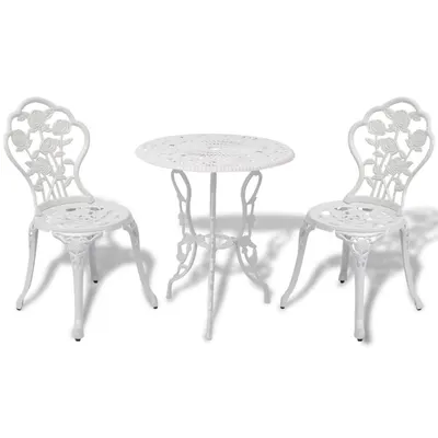 Gossi set mobilier bistro, 3 piese, alb, aluminiu turnat