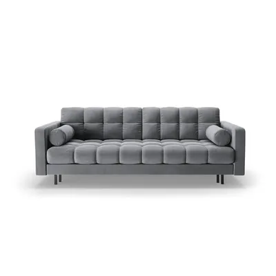 Canapea gri deschis extensibilă, cu spațiu de depozitare cu tapițerie din catifea 222 cm Bali – Cosmopolitan Design