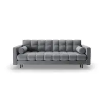Canapea gri deschis extensibilă, cu spațiu de depozitare cu tapițerie din catifea 222 cm Bali – Cosmopolitan Design