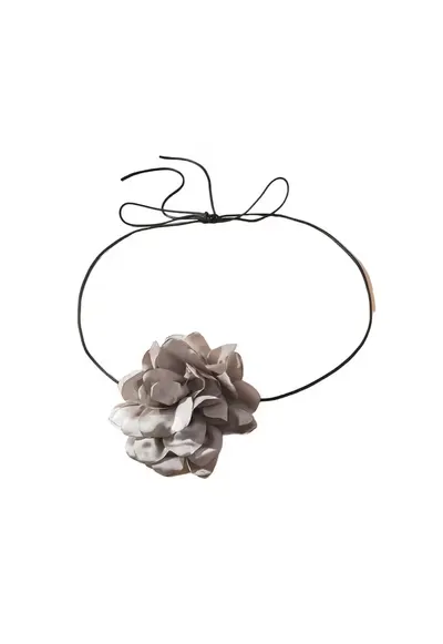 Colier choker - gri - cu floare - Bernadeth C15