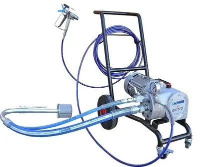Pompa de vopsit / zugravit AIRLESS Industriala cu Carucior - Complet Echipata - 8L/min, furtun 1/4" - Larius Giotto