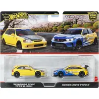 Set 2 masini metalice, Hot Wheels, 99 Honda Civic Type R si Honda Civic Type (EK9), JBL00