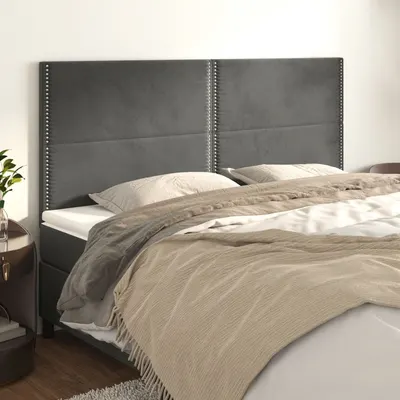 vidaXL Tăblie de pat gri închis 200x5x118/128 cm catifea
