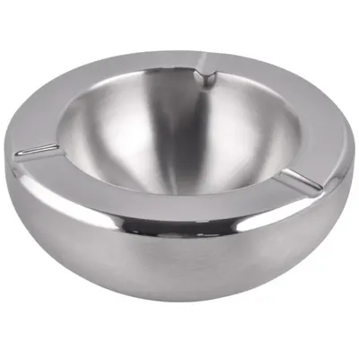 Scrumiera Rotunda, din Inox, cu Pereti Dubli, 14 cm, Grunberg