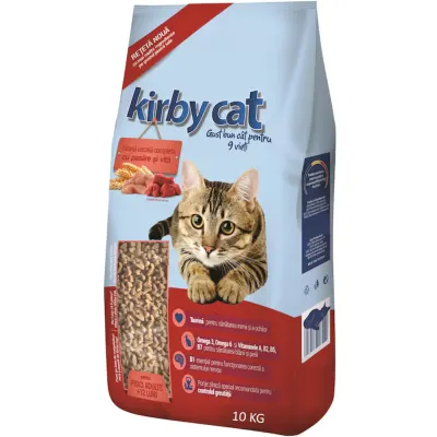 KIRBY CAT, Pasăre și Vită, hrană uscată pisici, 10kg