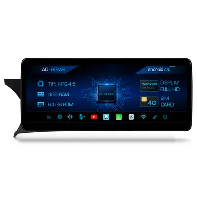 Navigatie Mercedes Benz C-Class W204 (2011-2014), NTG 4.5, Android, MB-Octacore, 4GB RAM + 64GB ROM, 12.3 Inch - AD-BGMB1200445+AD-BGRKITMB004