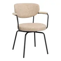 Scaun de dining negru/bej cu cotiere din metal Merrick – Rowico