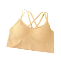 Bustiera pentru Sala, cu Bretele si Spate Gol, Fara Cusaturi, Model Push Up, Marime Universala, Nude, MIX14102