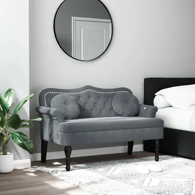vidaXL Bancă cu perne gri închis 120,5x65x75 cm catifea