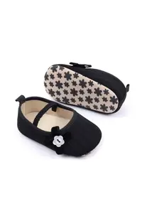 Pantofi Cu Floricica Alba Decorativa - Casual - Textil - Fete - Banda elastica - Negru