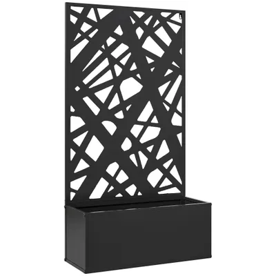 Outsunny Jardinieră cu Grilaj pentru Plante Cățărătoare din Metal, 61x23x113 cm, Negru | Aosom Romania