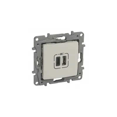 Double USB Type A + Type C charging prizas Niloé - 2 module - ivory