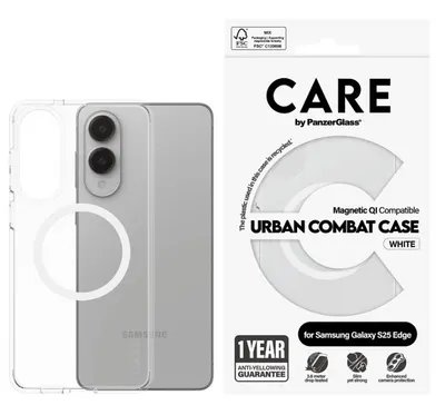 Husa CARE - Urban combat, Galaxy S25 Edge, White QI, transparent