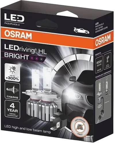 Becuri auto LED Osram - LEDriving, HL Bright, H4/H19, 15W, 2 buc.