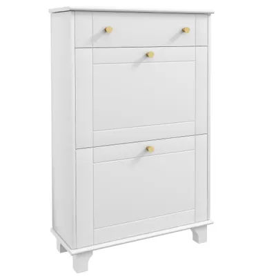 HOMCOM Dulap Pantofi Slim cu 2 Uși, Sertar, Rafturi Reglabile, 8 Perechi, MDF, PAL, 60 x 23,5 x 98,5 cm, Alb | Aosom Romania