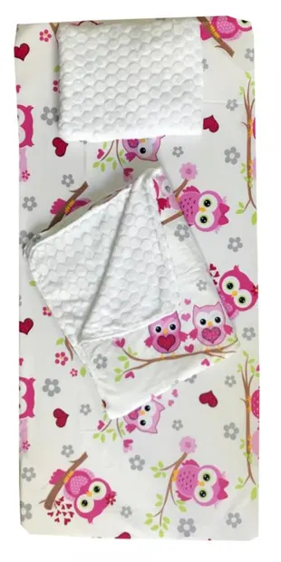 Set 3 piese de iarna paturica cu cearsaf si pernuta 120x60 cm