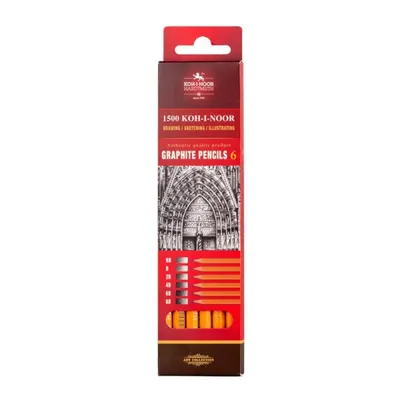 Set 6 Creioane Grafit, Arta 1500, Colectie HB-8B, Koh-I-Noor