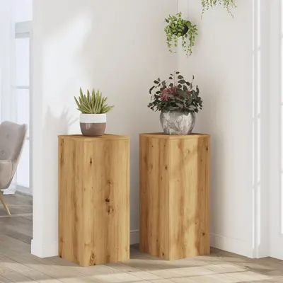 Gossi suporturi de plante, 2 buc., stejar artizanal, 30x30x70cm, lemn